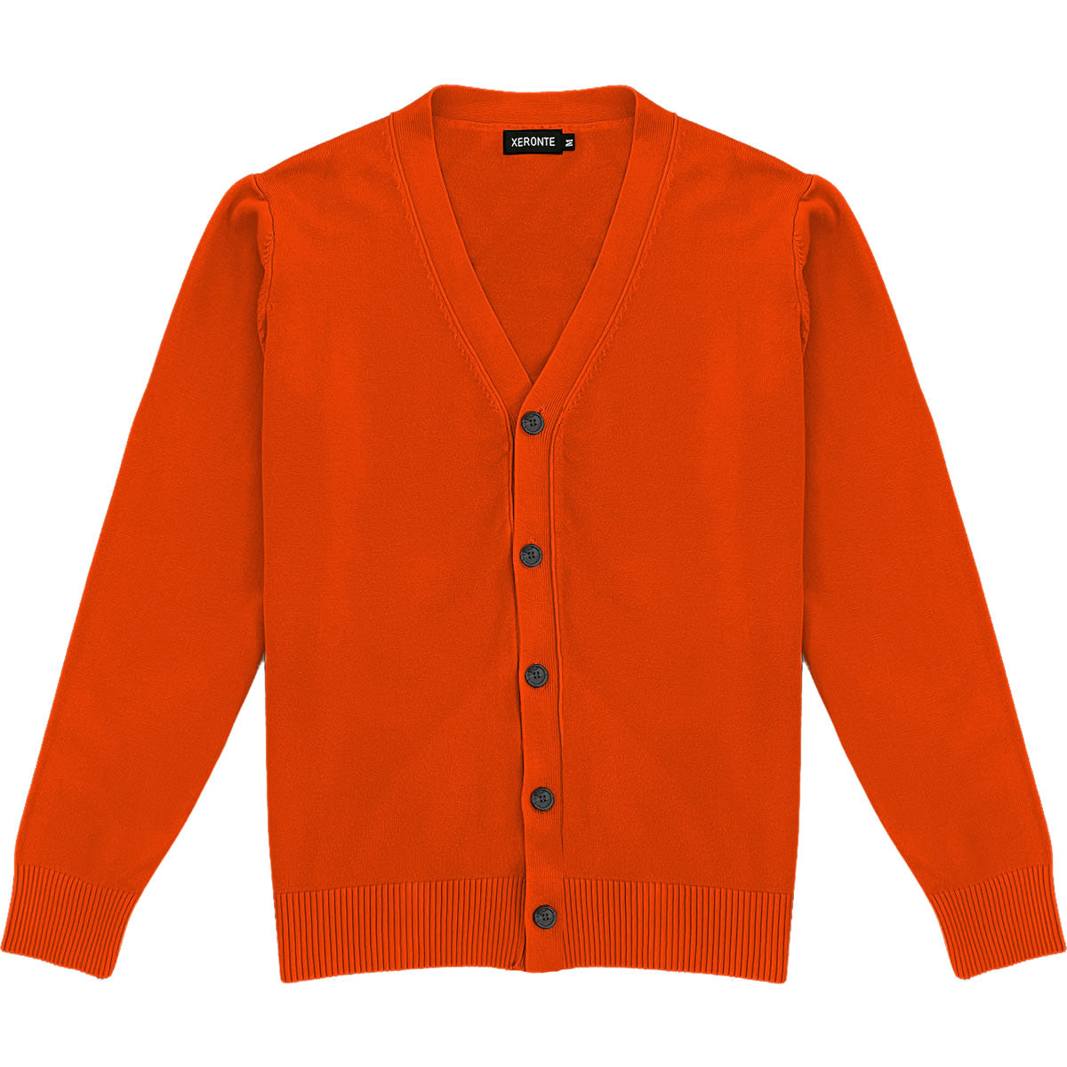 Orange Mens V-Neck Button Down Cardigan Sweater