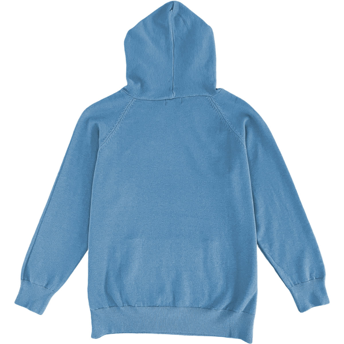 Pale Light Blue Mens Knit Pullover Hoodie Sweater Back