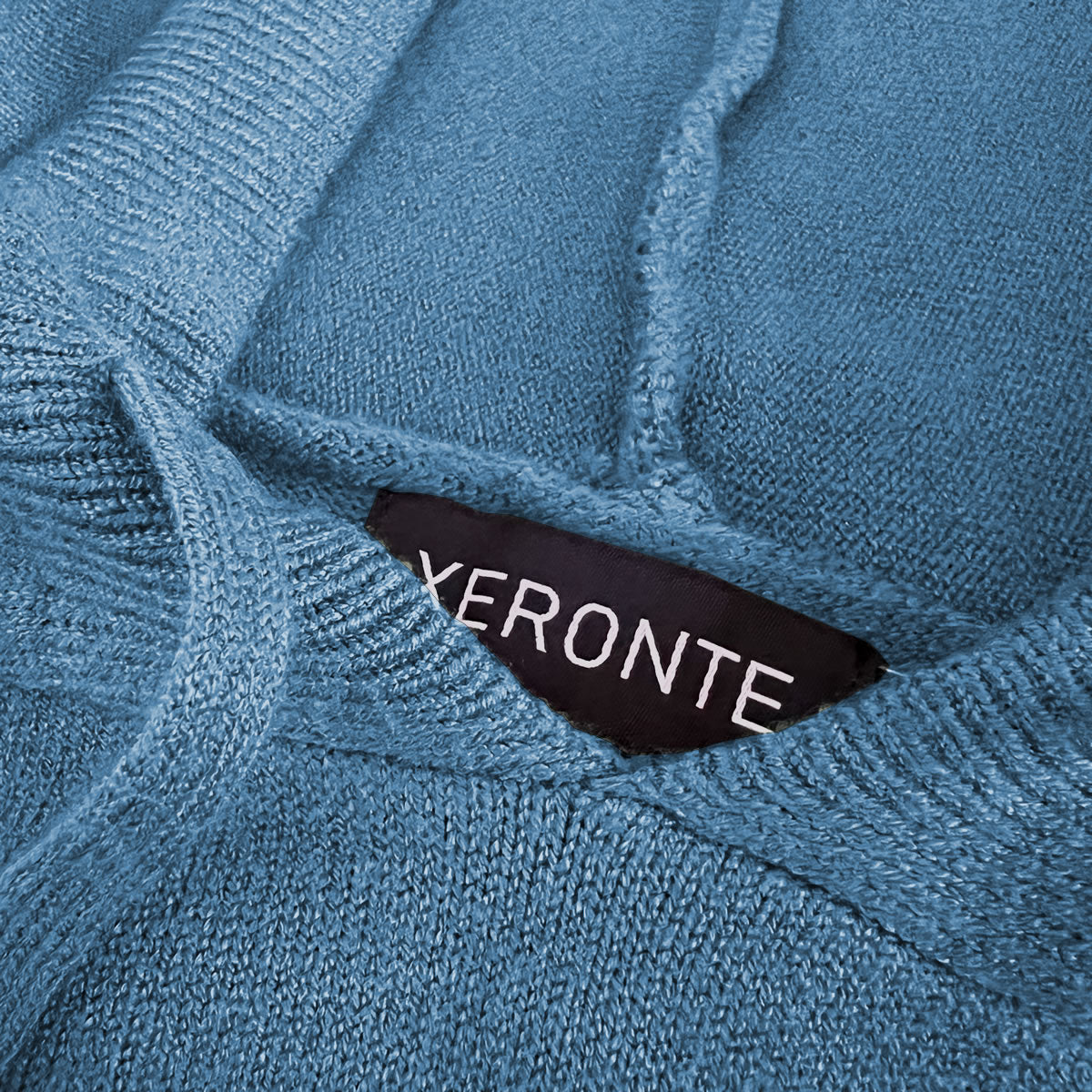 Pale Light Blue Mens Knit Pullover Hoodie Sweater Xeronte