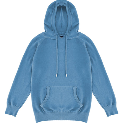 Pale Light Blue Mens Knit Pullover Hoodie Sweater