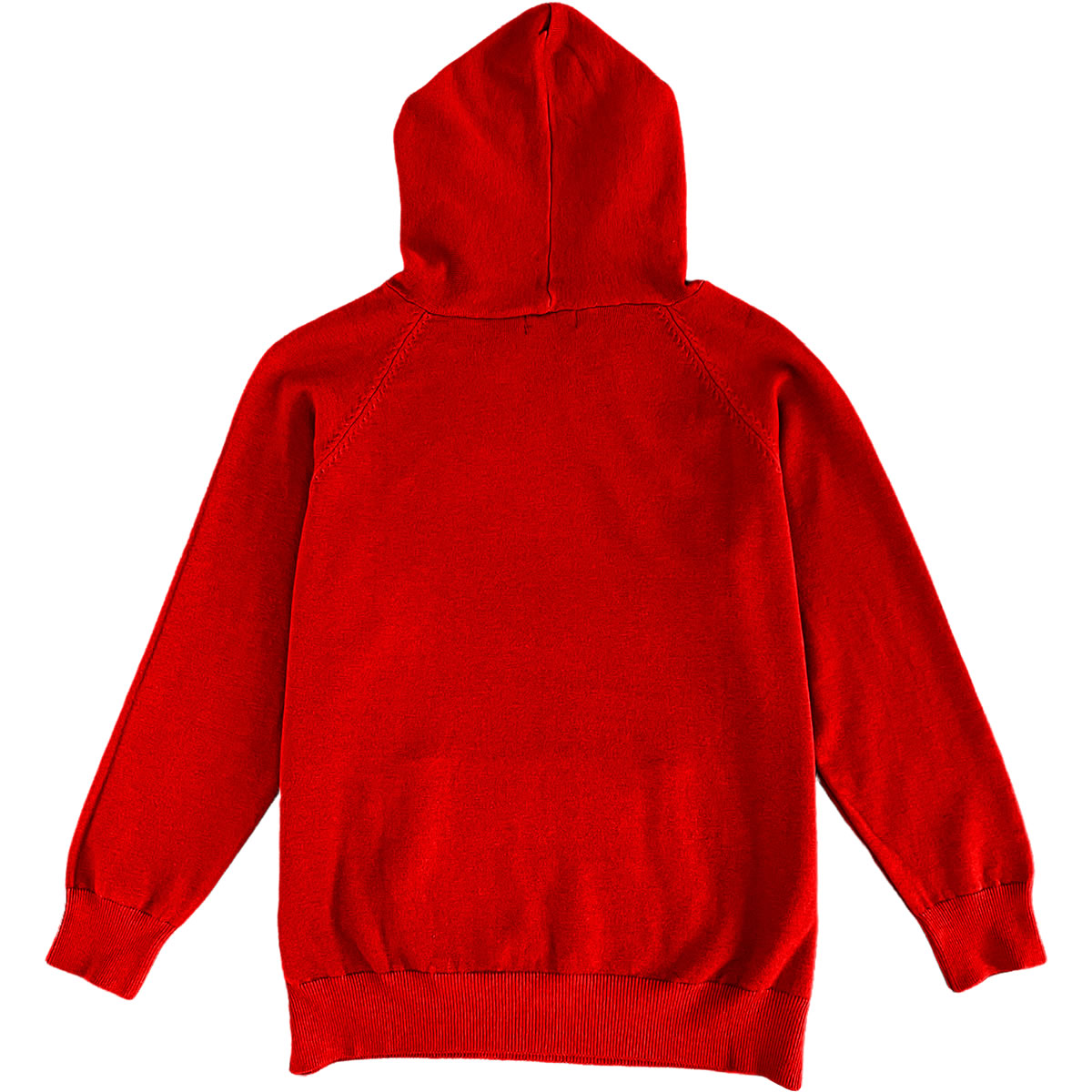 Red Mens Knit Pullover Hoodie Sweater Back