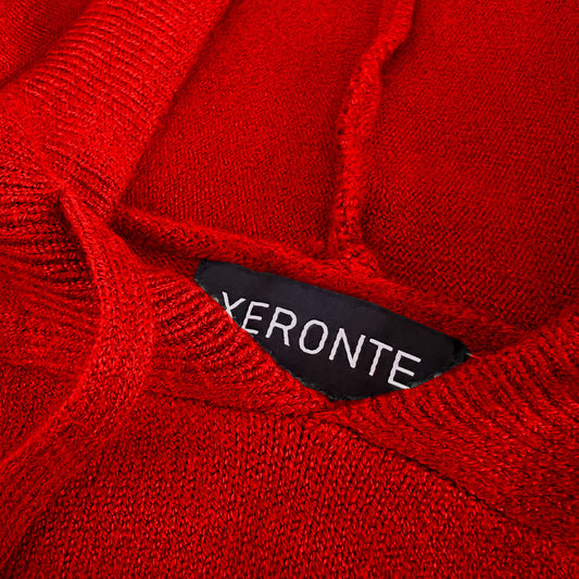 Red Mens Knit Pullover Hoodie Sweater Xeronte