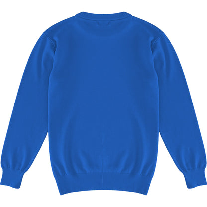 Royal Blue Mens Knit Classic Crewneck Sweater Back