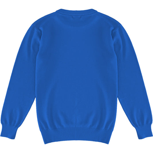 Royal Blue Mens Knit Classic Crewneck Sweater Back