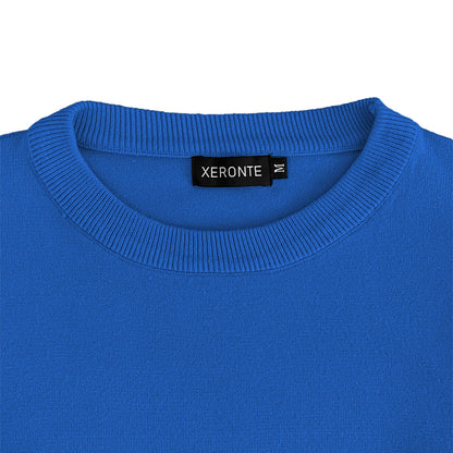 Xeronte Royal Blue Mens Knit Classic Crewneck Sweater