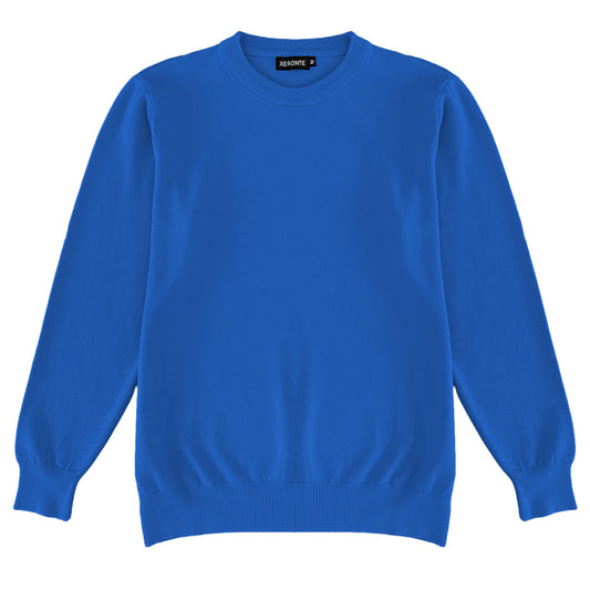 Royal Blue Mens Knit Classic Crewneck Sweater