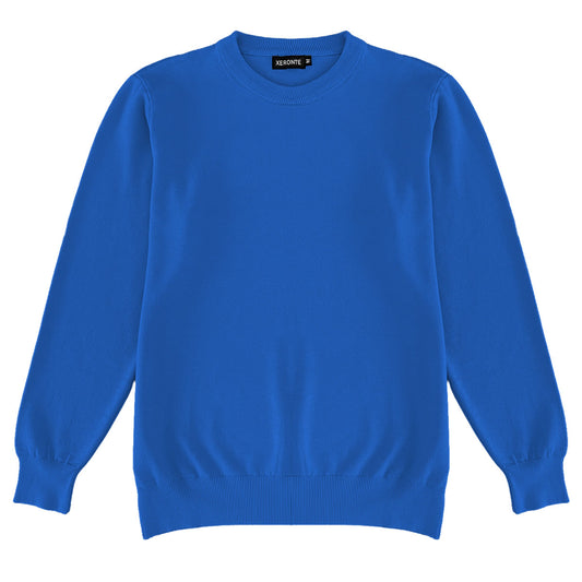 Royal Blue Mens Knit Classic Crewneck Sweater