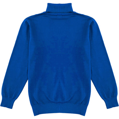 Royal Blue Mens Long Sleeve Knit Turtleneck Sweater Back