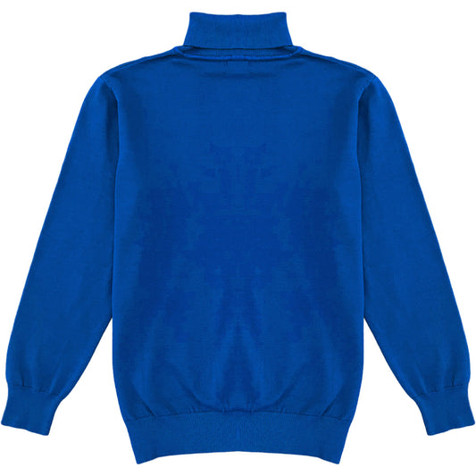 Royal Blue Mens Long Sleeve Knit Turtleneck Sweater Back