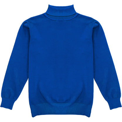 Royal Blue Mens Long Sleeve Knit Turtleneck Sweater