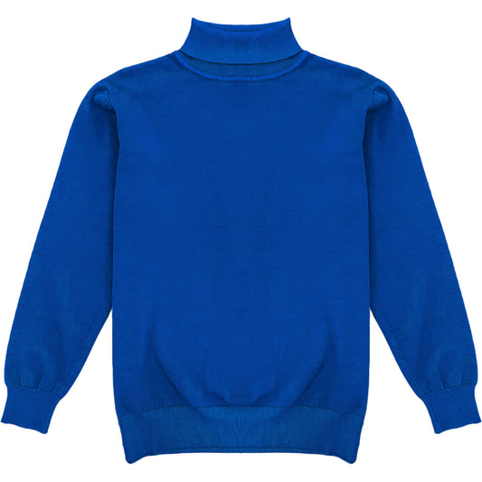 Royal Blue Mens Long Sleeve Knit Turtleneck Sweater