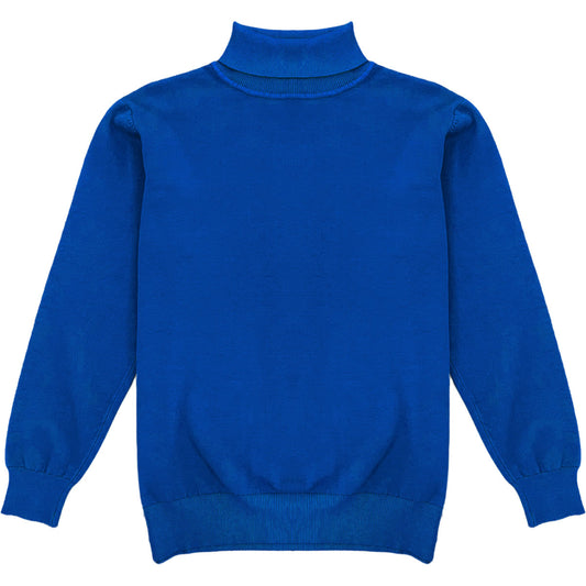 Royal Blue Mens Long Sleeve Knit Turtleneck Sweater