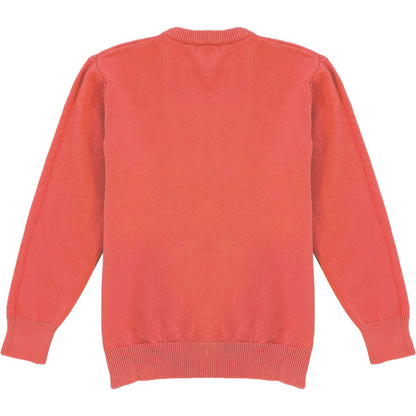 Salmon Pink Mens Knit Diamond Pattern Crew Neck Sweater Back