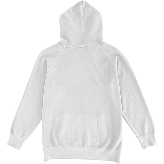 White Mens Knit Pullover Hoodie Sweater Back