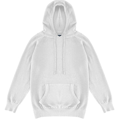 White Mens Knit Pullover Hoodie Sweater