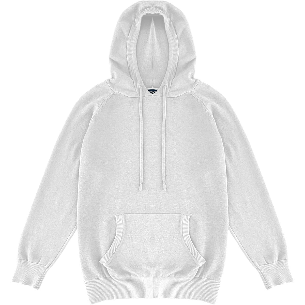 White Mens Knit Pullover Hoodie Sweater