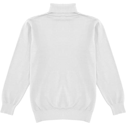 White Mens Long Sleeve Knit Turtleneck Sweater