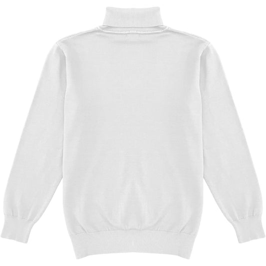 White Mens Long Sleeve Knit Turtleneck Sweater