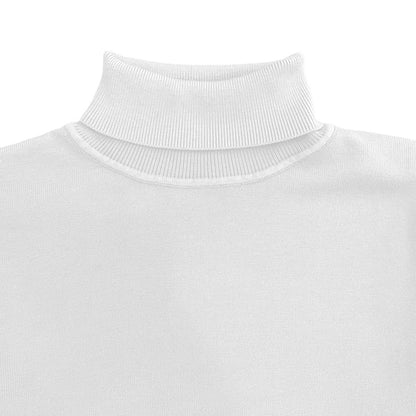 White Mens Long Sleeve Knit Turtleneck Sweater Xeronte