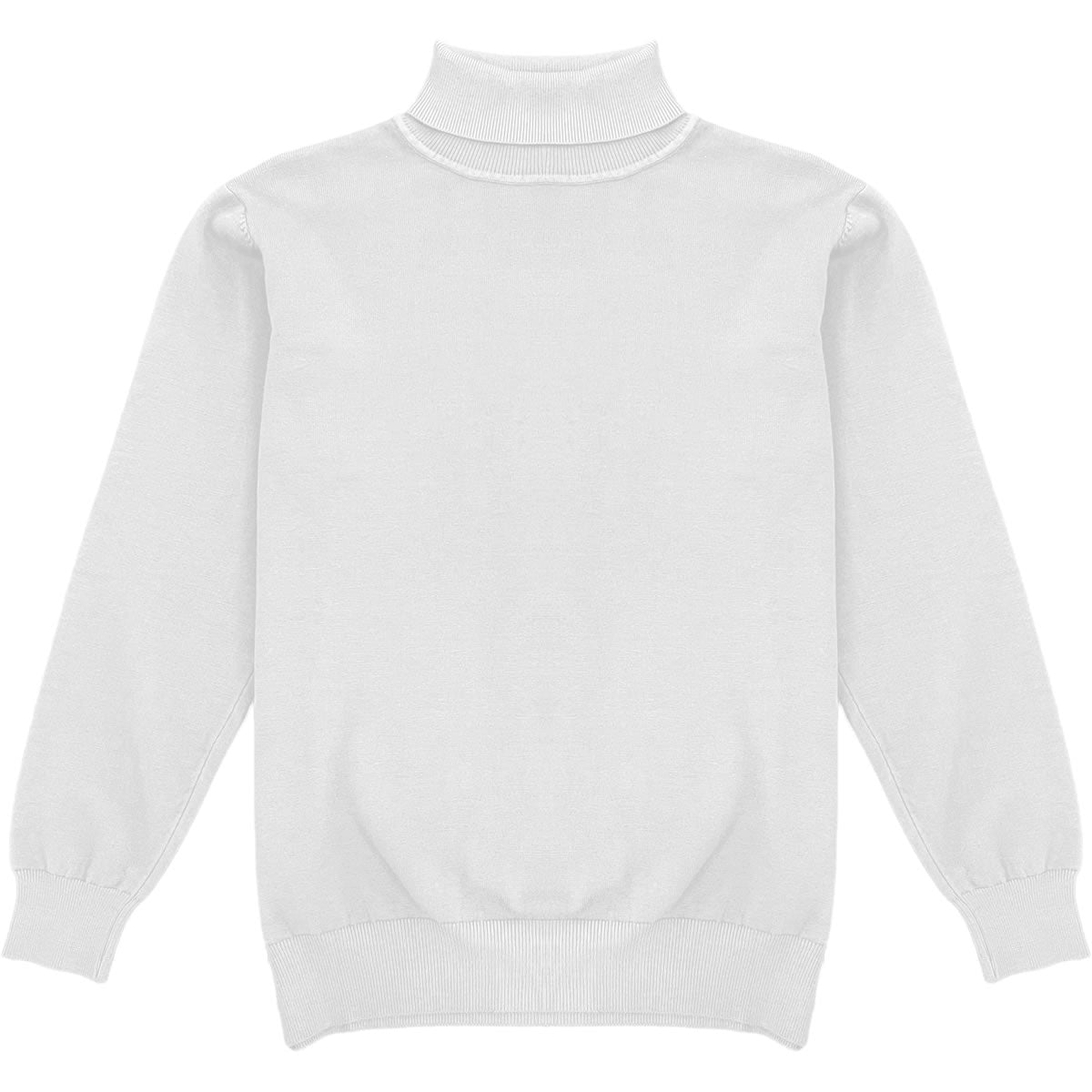 White Mens Long Sleeve Knit Turtleneck Sweater