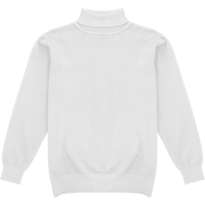 White Mens Long Sleeve Knit Turtleneck Sweater