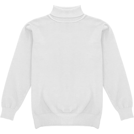 White Mens Long Sleeve Knit Turtleneck Sweater