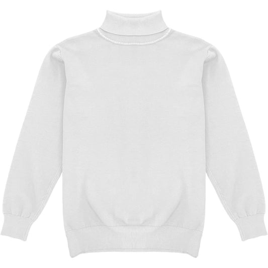 White Mens Long Sleeve Knit Turtleneck Sweater